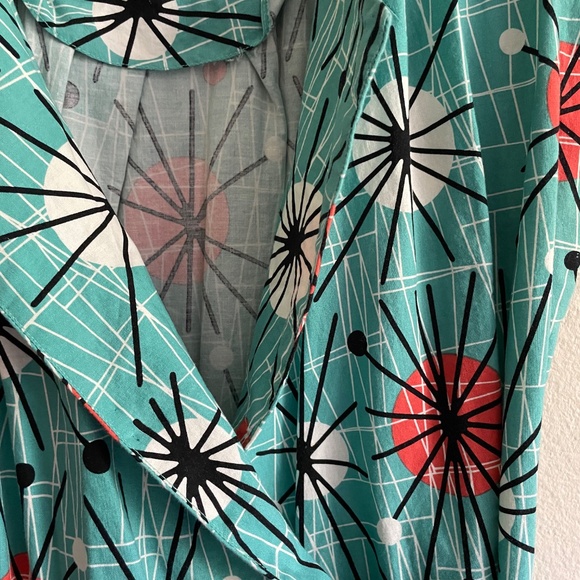 Michael Miller Atomic Print Wrap Dress with Pockets1950s Reproduction - Picture 8 of 9